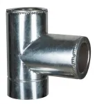 Тройник 87° утепленный с сажетруской нерж/оцинк AISI 304 толщина стали 1 мм